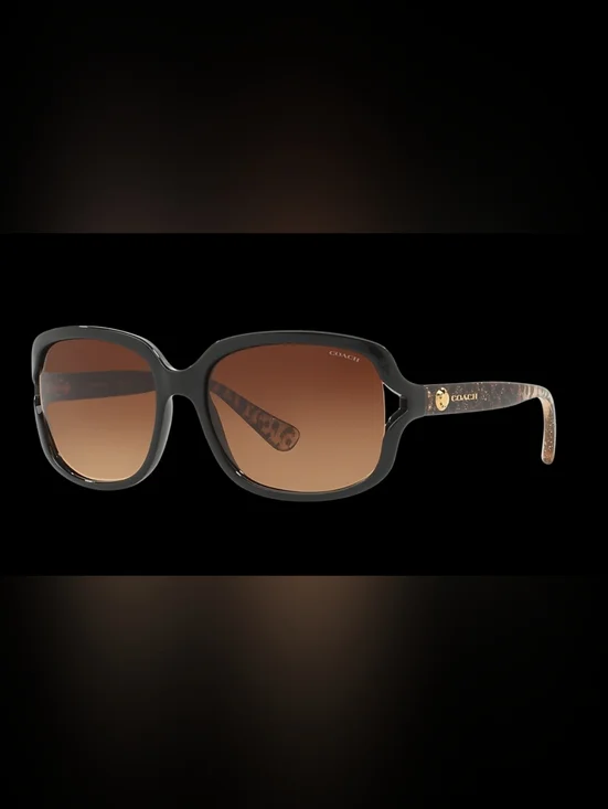Coach Black Frame Sunglasses with Brown Gradient Lenses - Picture 1 of 8